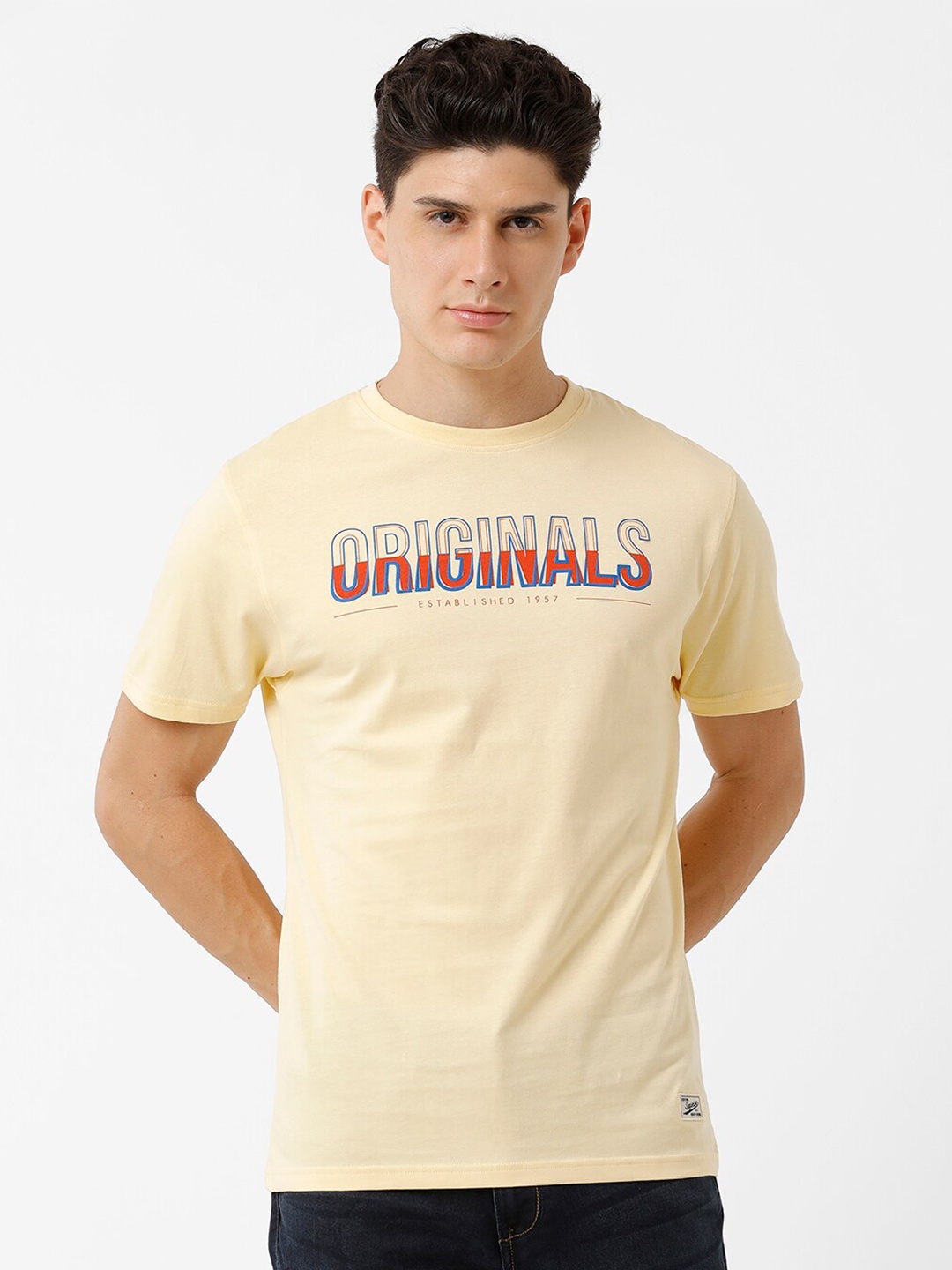 

CROYDON UK Men Typography Printed T-shirt, Yellow