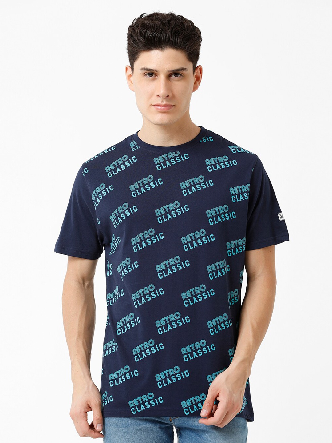 

CROYDON UK Men Typography Printed T-shirt, Navy blue