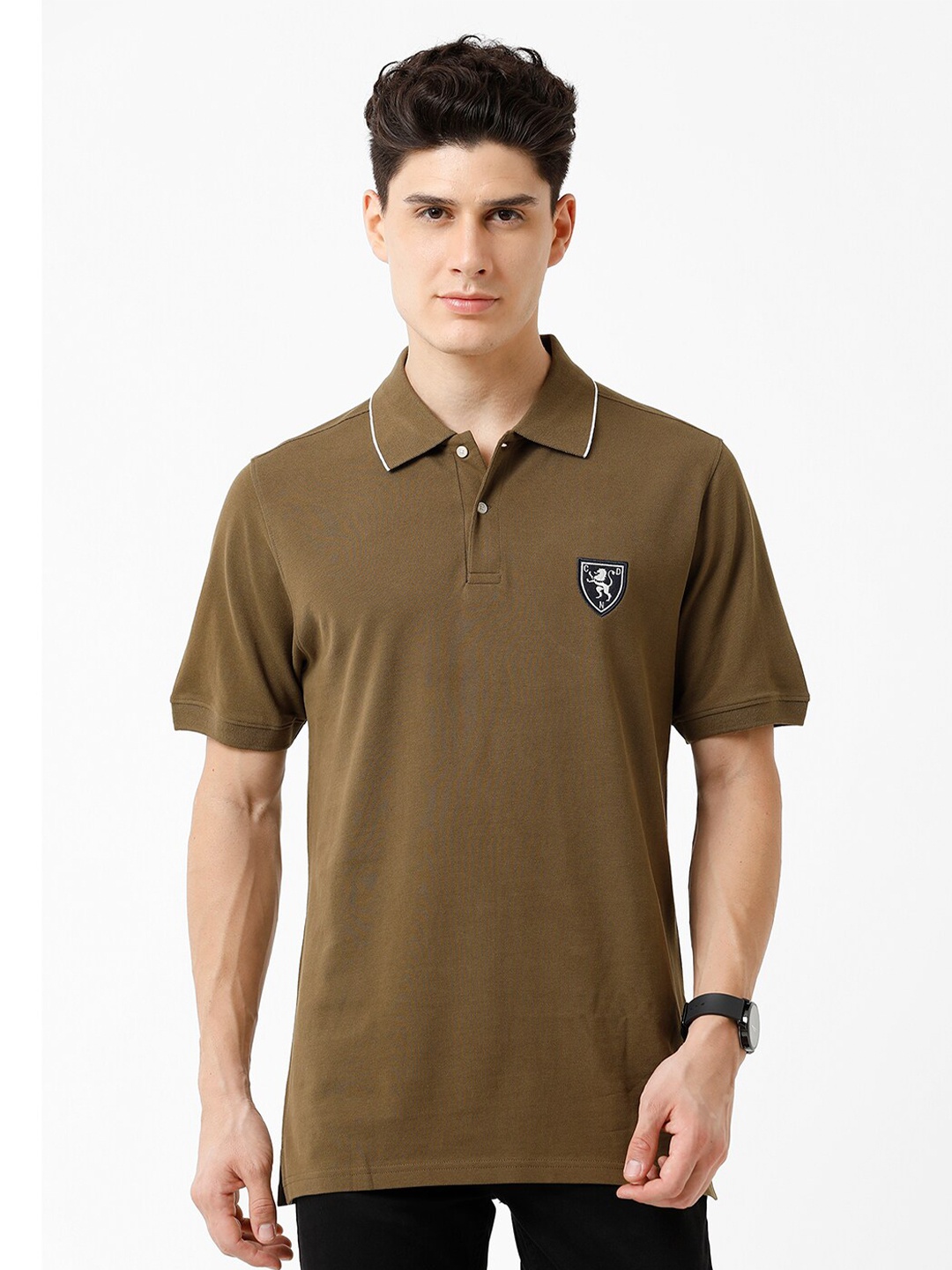 

CROYDON UK Men Polo Collar T-shirt, Olive