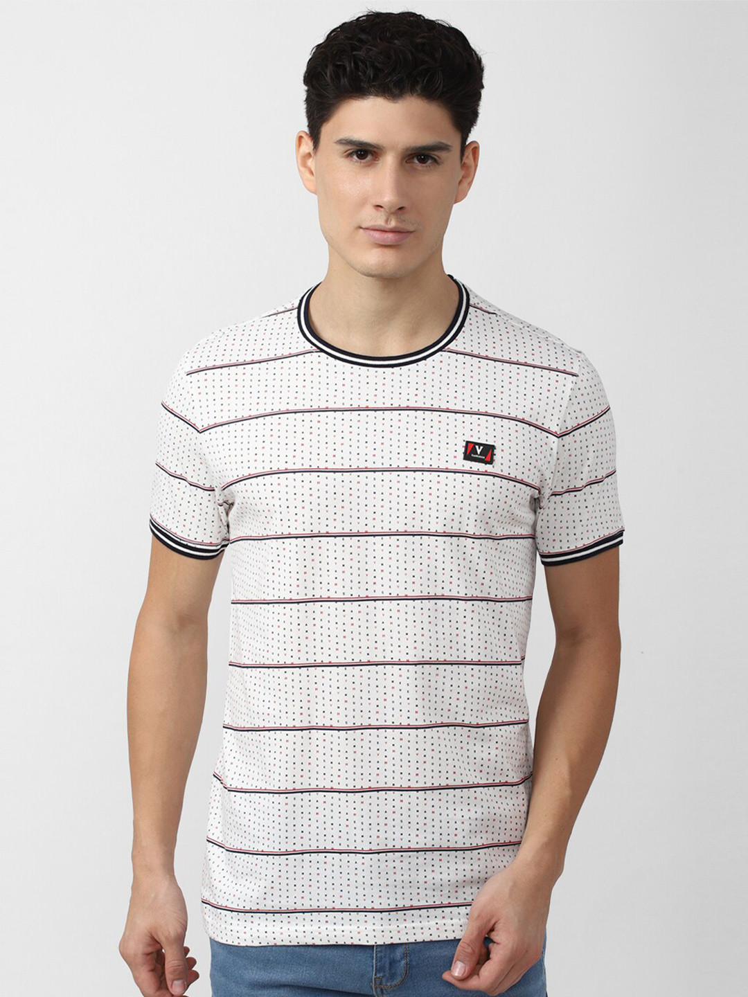 

Van Heusen Sport Men Striped Slim Fit Cotton T-shirt, White