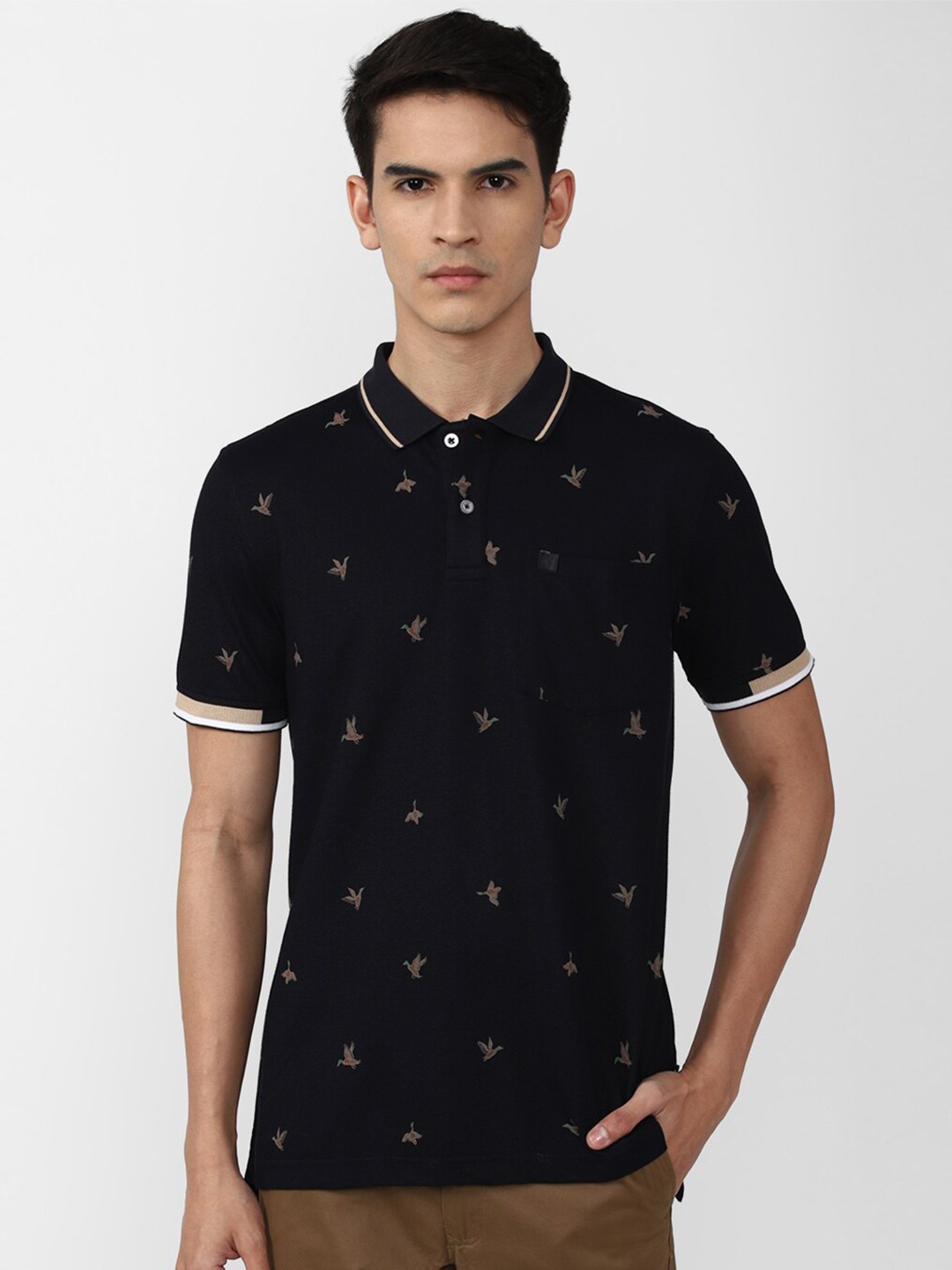 

Van Heusen Sport Men Printed Polo Collar T-shirt, Black