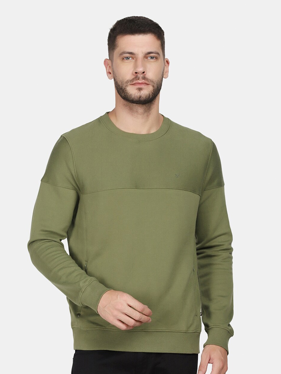 

Blackberrys Men Solid Cotton Sweatshirt, Green