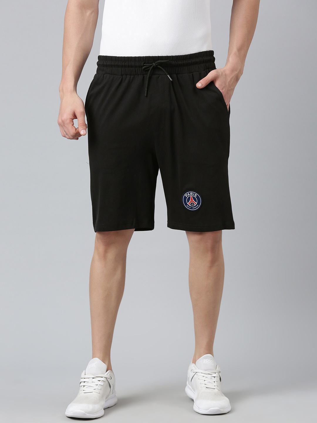 

PSG Men Black Pure Cotton Paris Saint-Germain Fan Football Shorts