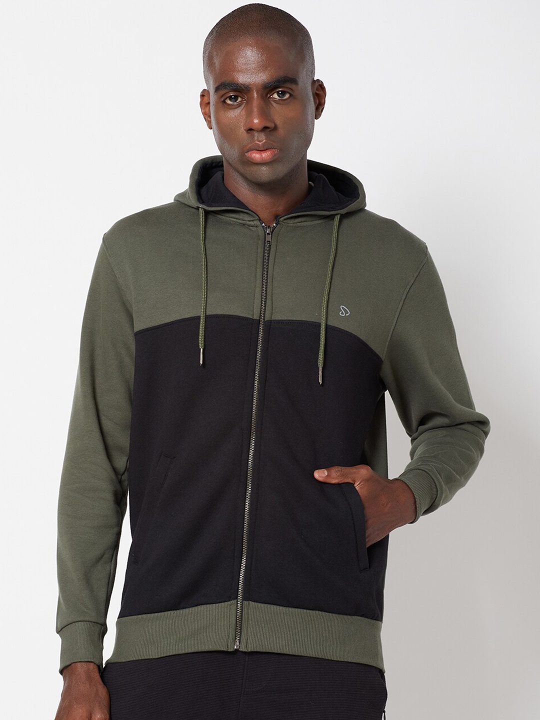 

SPORTO Men Colourblocked Bomber Jacket, Olive