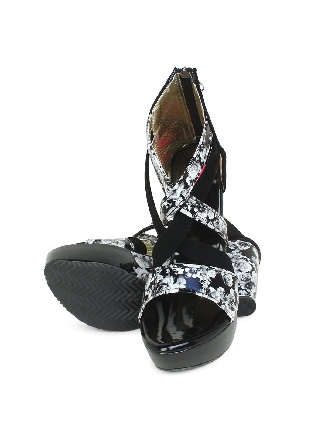 

Glitzy Galz Printed Block Heels, Black