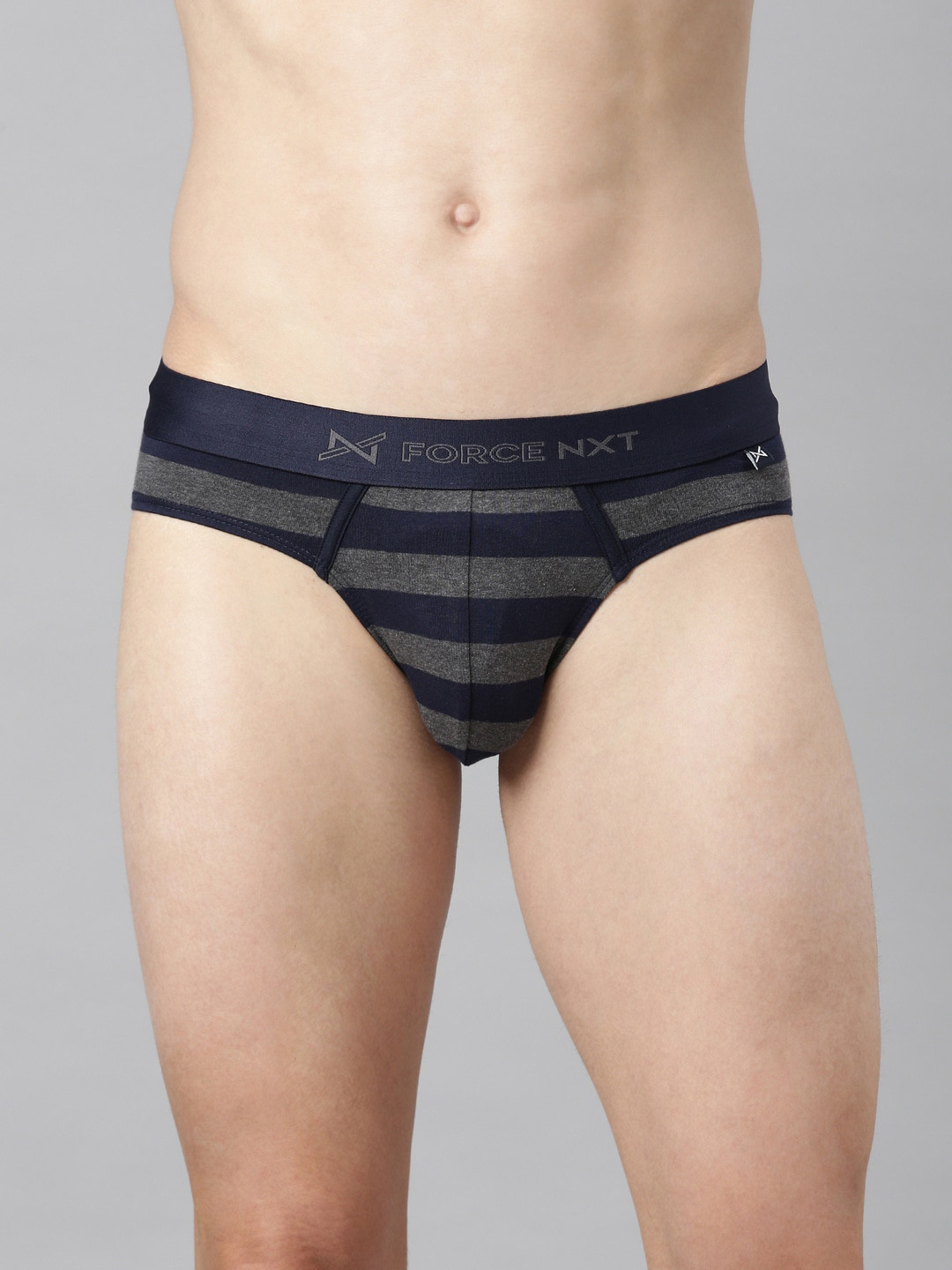 

Force NXT Men Striped Super Combed Cotton Premium Brief MNFL56, Charcoal