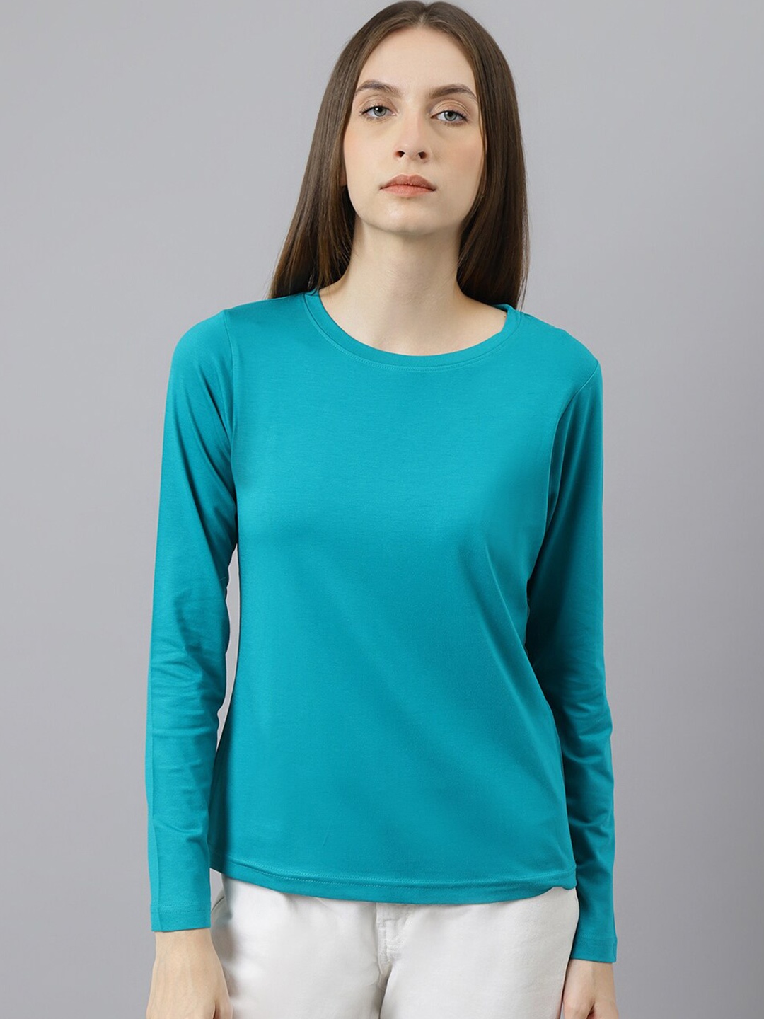 

BESIMPLE Women Round Neck T-shirt, Teal