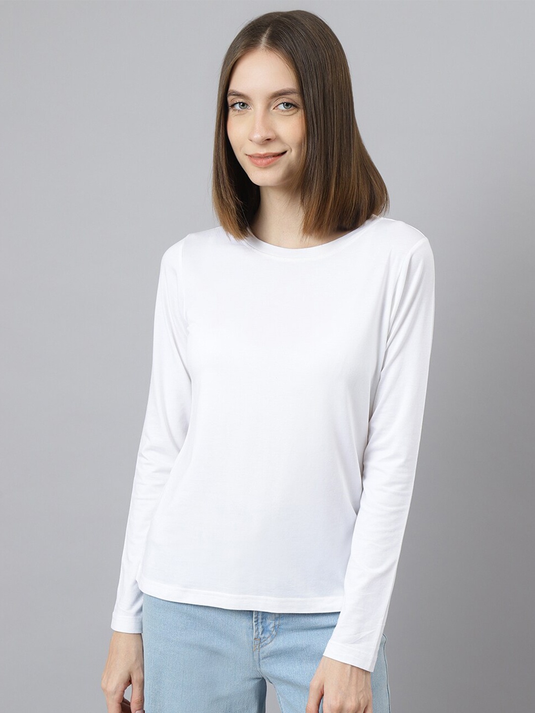 

BESIMPLE Women Round Neck T-shirt, White