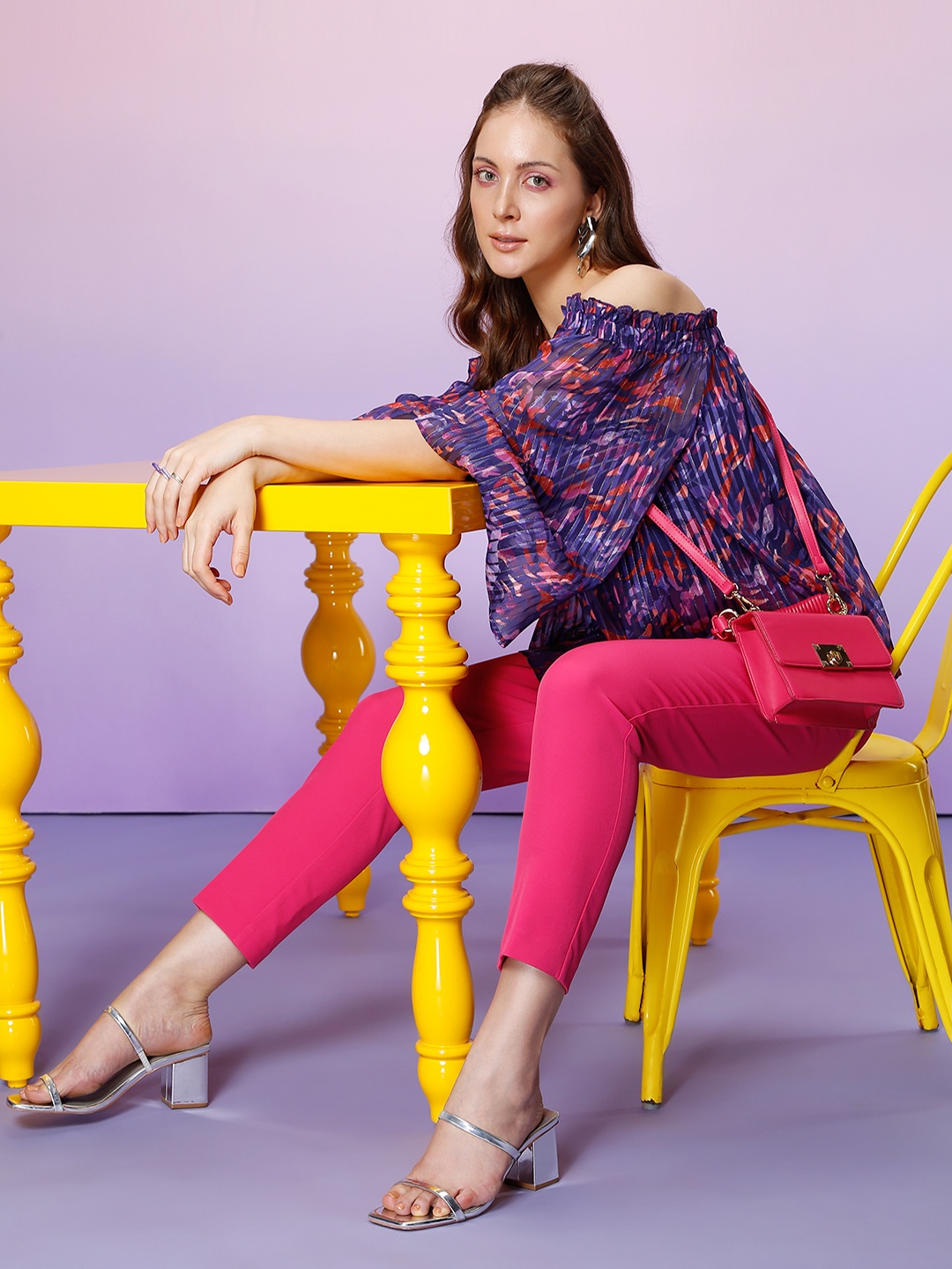 

Vero Moda Marquee Collection Floral Print Off-Shoulder Bardot Top, Blue