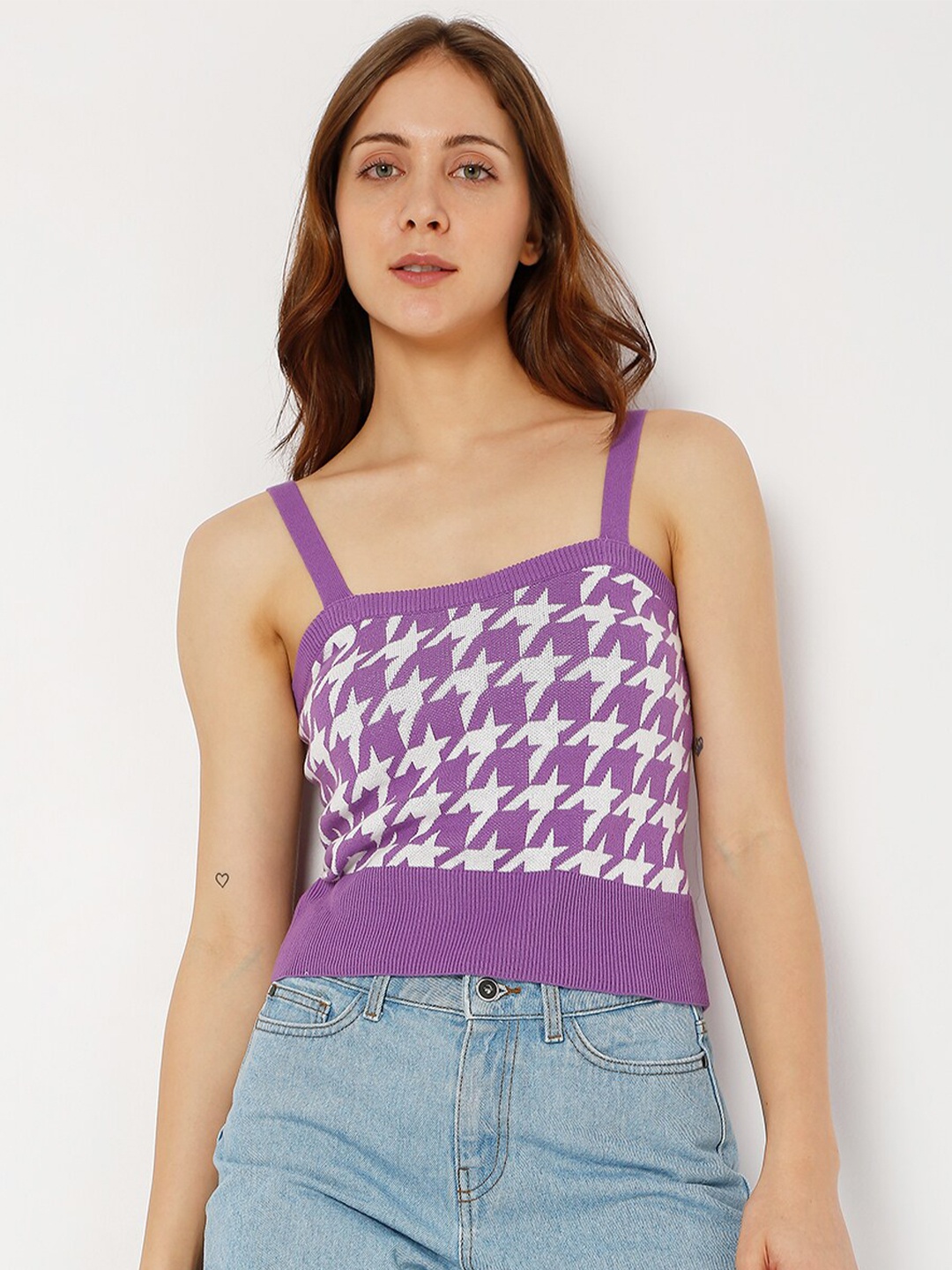 

Vero Moda Geometric Print Crop Top, Purple