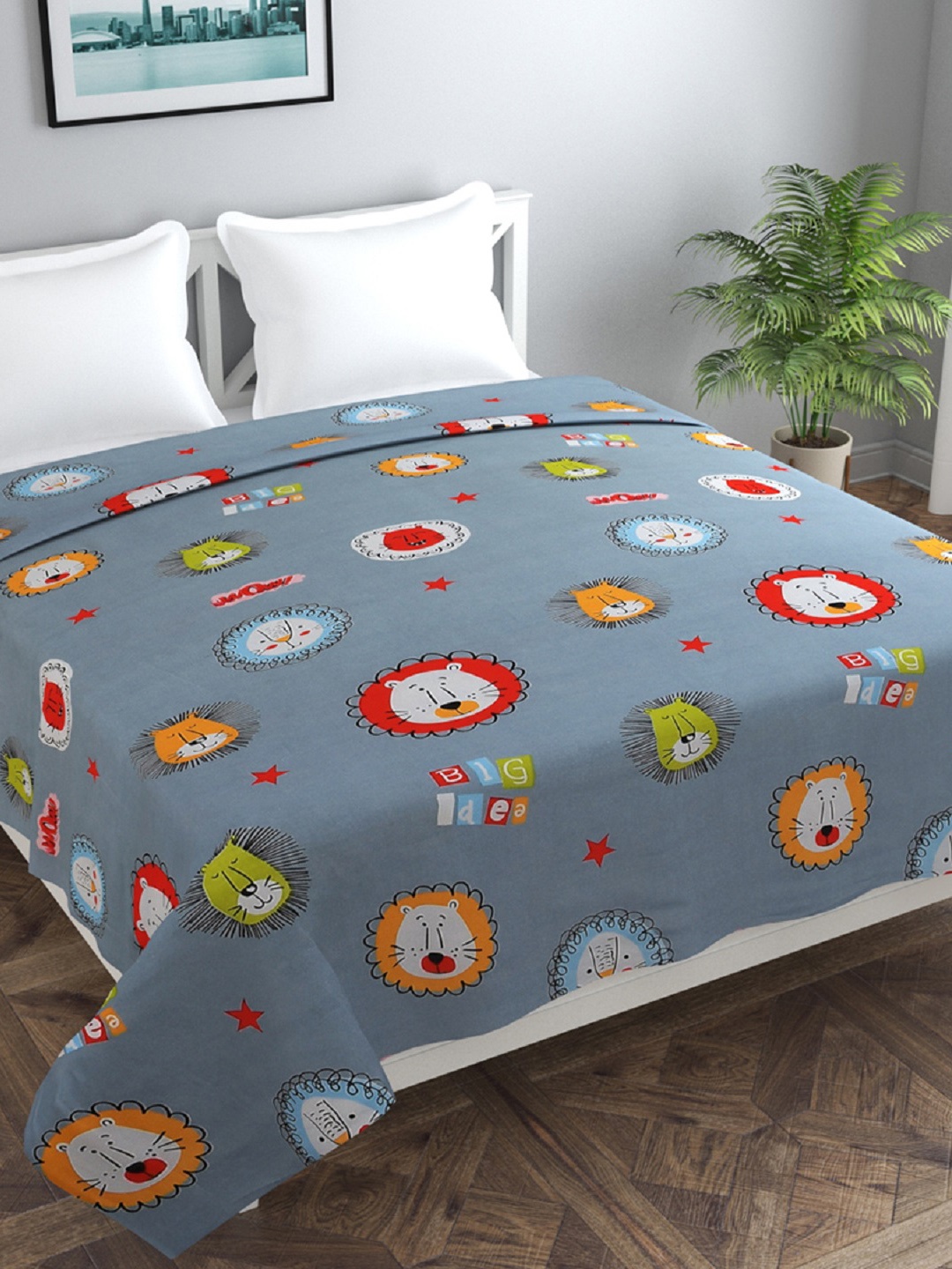 

MORADO Grey Printed Double Bed Duvet Cover