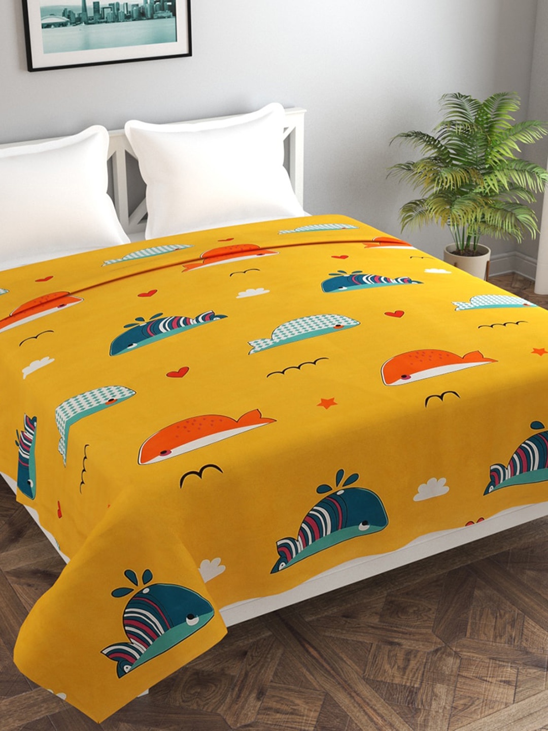 

MORADO Printed Double Bed Duvet Cover, Yellow