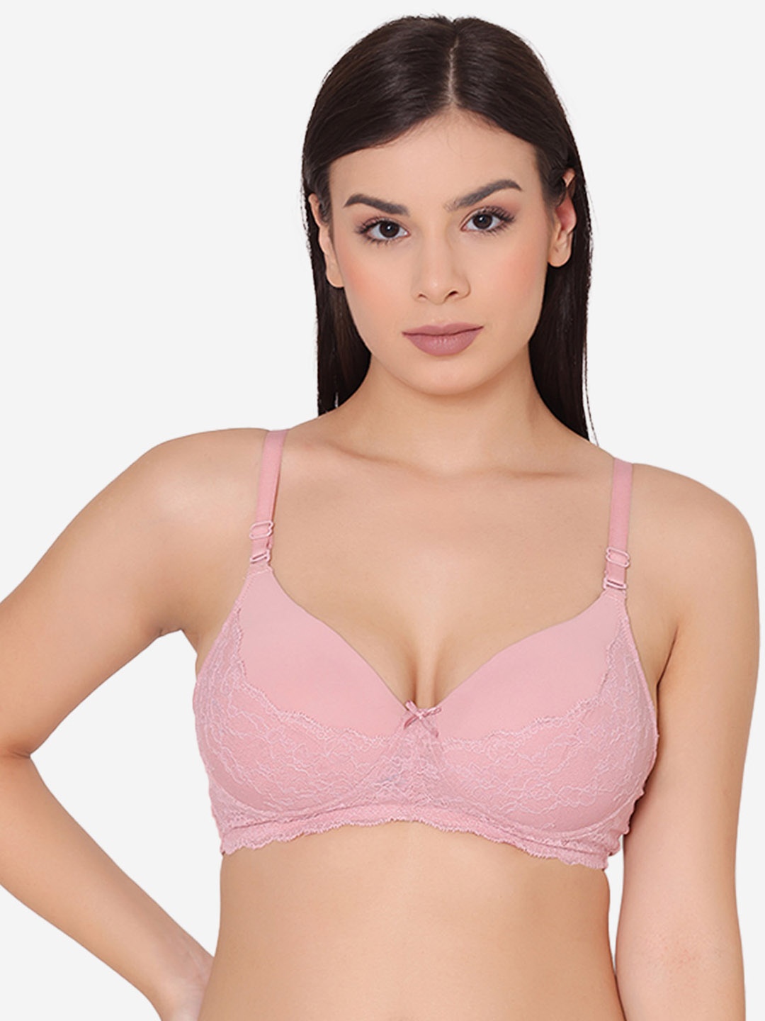 

GROVERSONS Paris Beauty Women Pink Floral Lightly Padded Wirefree Lace Bra