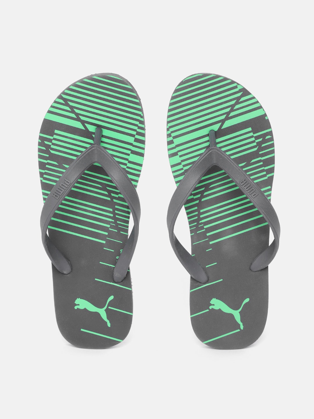 

Puma Unisex Grey & Green Striped Caspian V2 Thong Flip-Flops