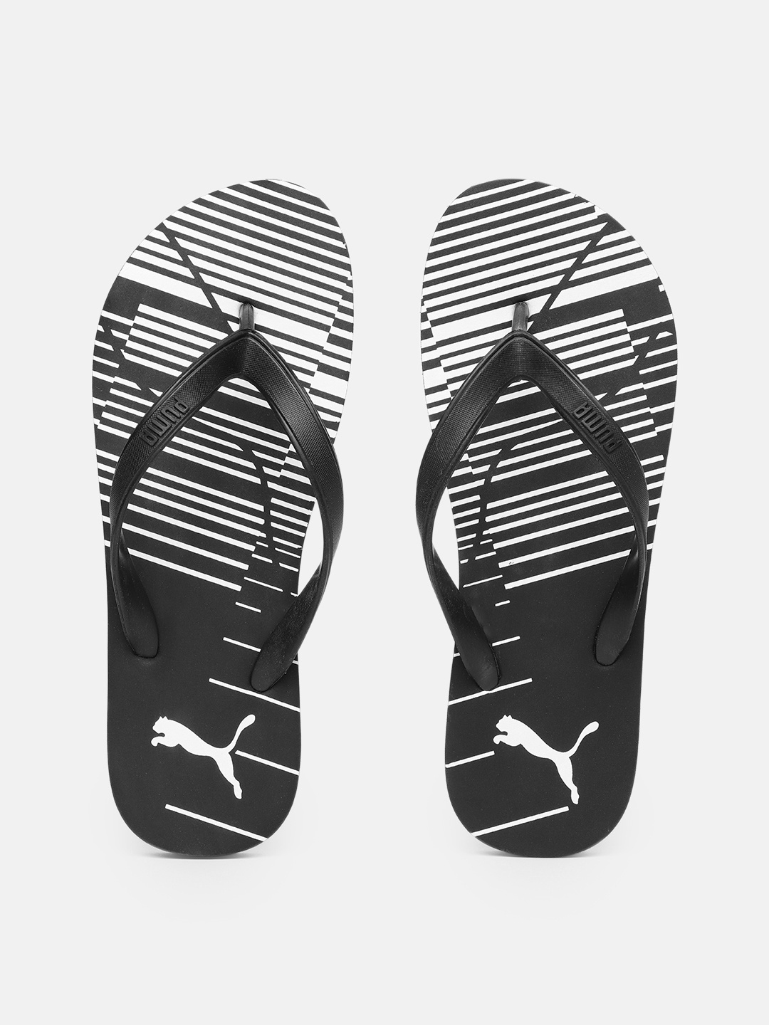 

Puma Unisex Black & White Caspian V2 Striped Thong Flip-Flops