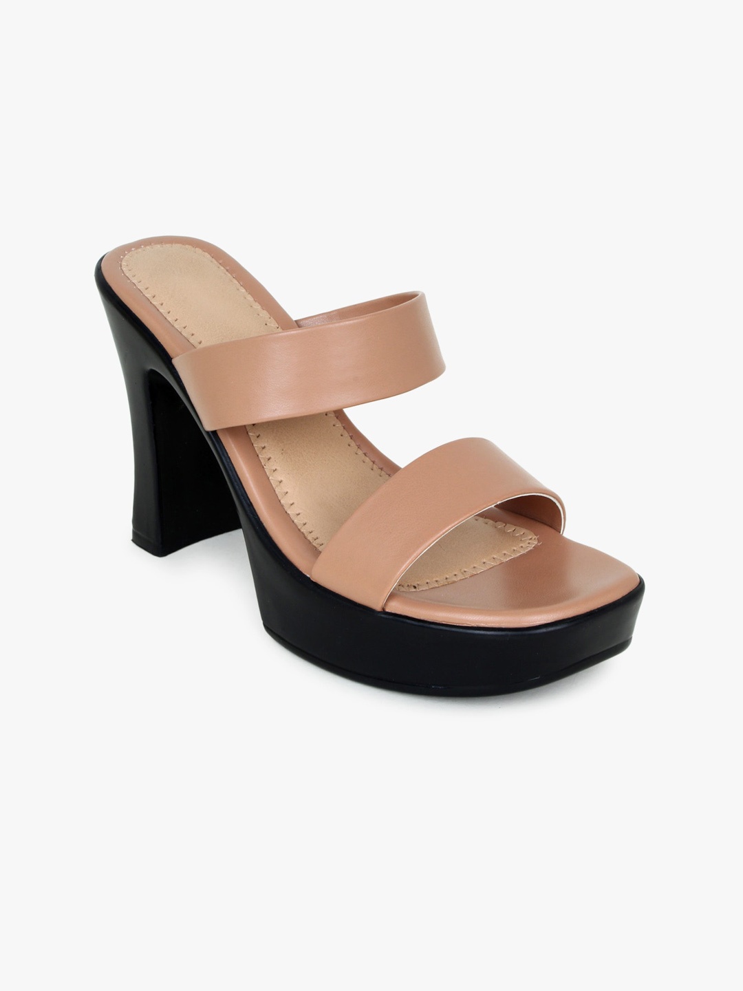 

Glitzy Galz Solid Block Heels, Beige