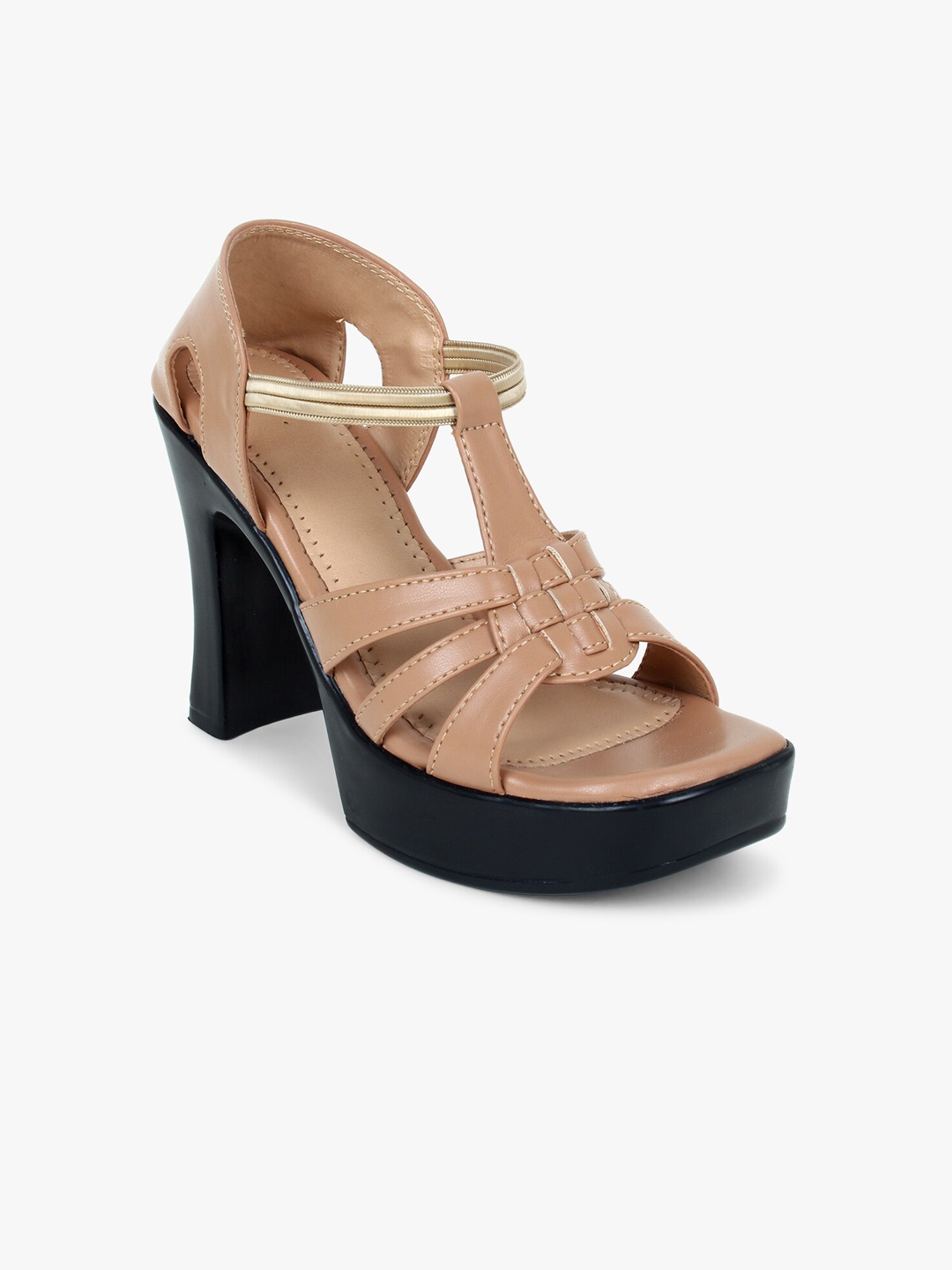 

Glitzy Galz Solid Block Heels, Beige