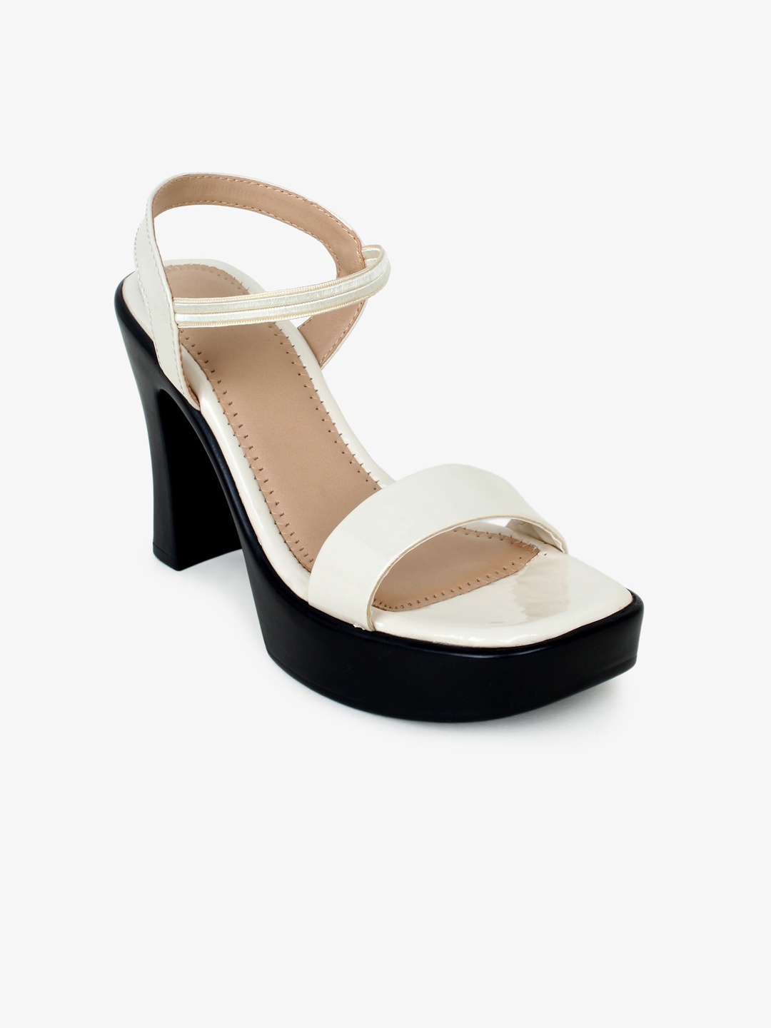 

Glitzy Galz Solid Block Heels, Cream