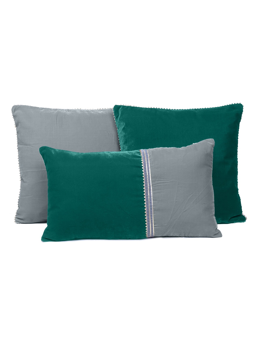 

OUSSUM Set of 3 Velvet Rectangle Cushion Covers, Green