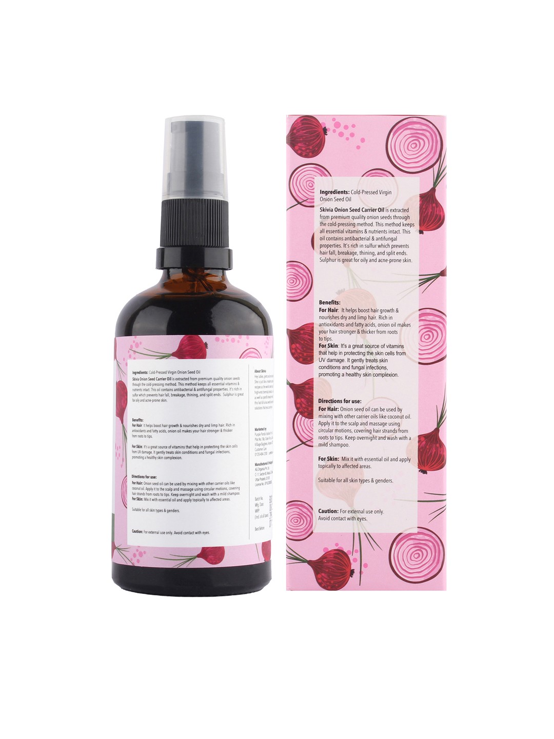 

SKIVIA Virgin Cold-Pressed Onion Seed Carrier Oil for Skin & Hair - 100ml, White