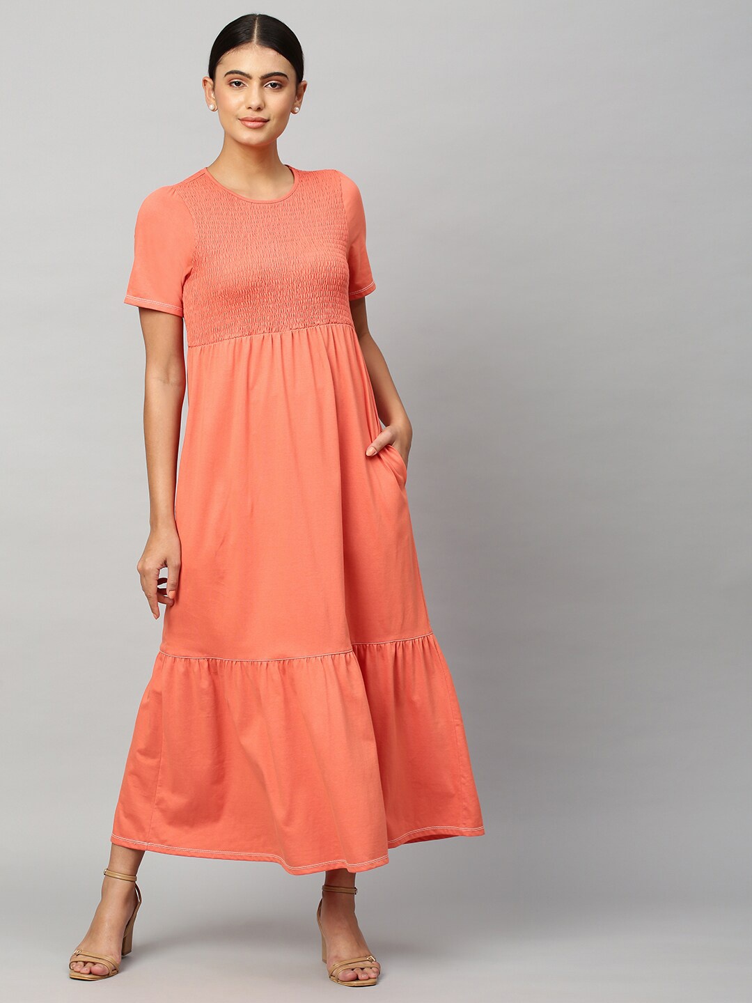 

Chemistry Cotton Empire Maxi Dress, Coral