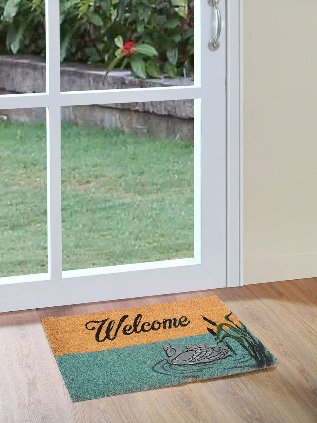 

Athome by Nilkamal Welcome Duck Printed Doormat, Blue