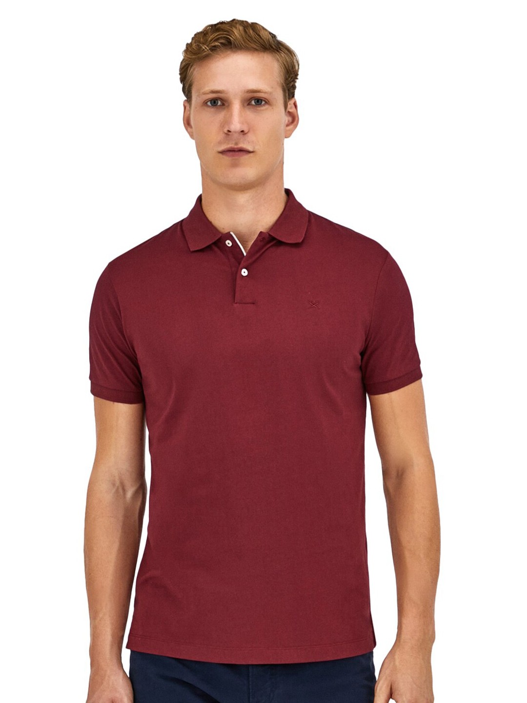 

HACKETT LONDON Men Polo Collar Cotton T-shirt, Red