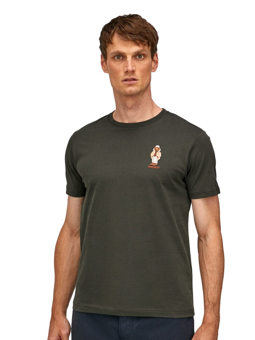 

HACKETT LONDON Men Solid Cotton T-shirt, Olive