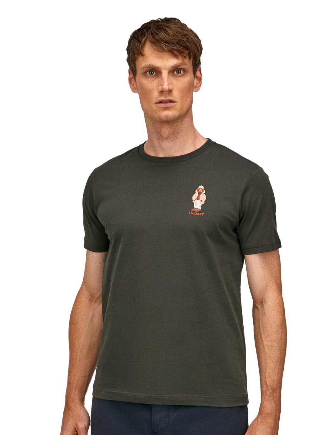

HACKETT LONDON Men Solid Cotton T-shirt, Green