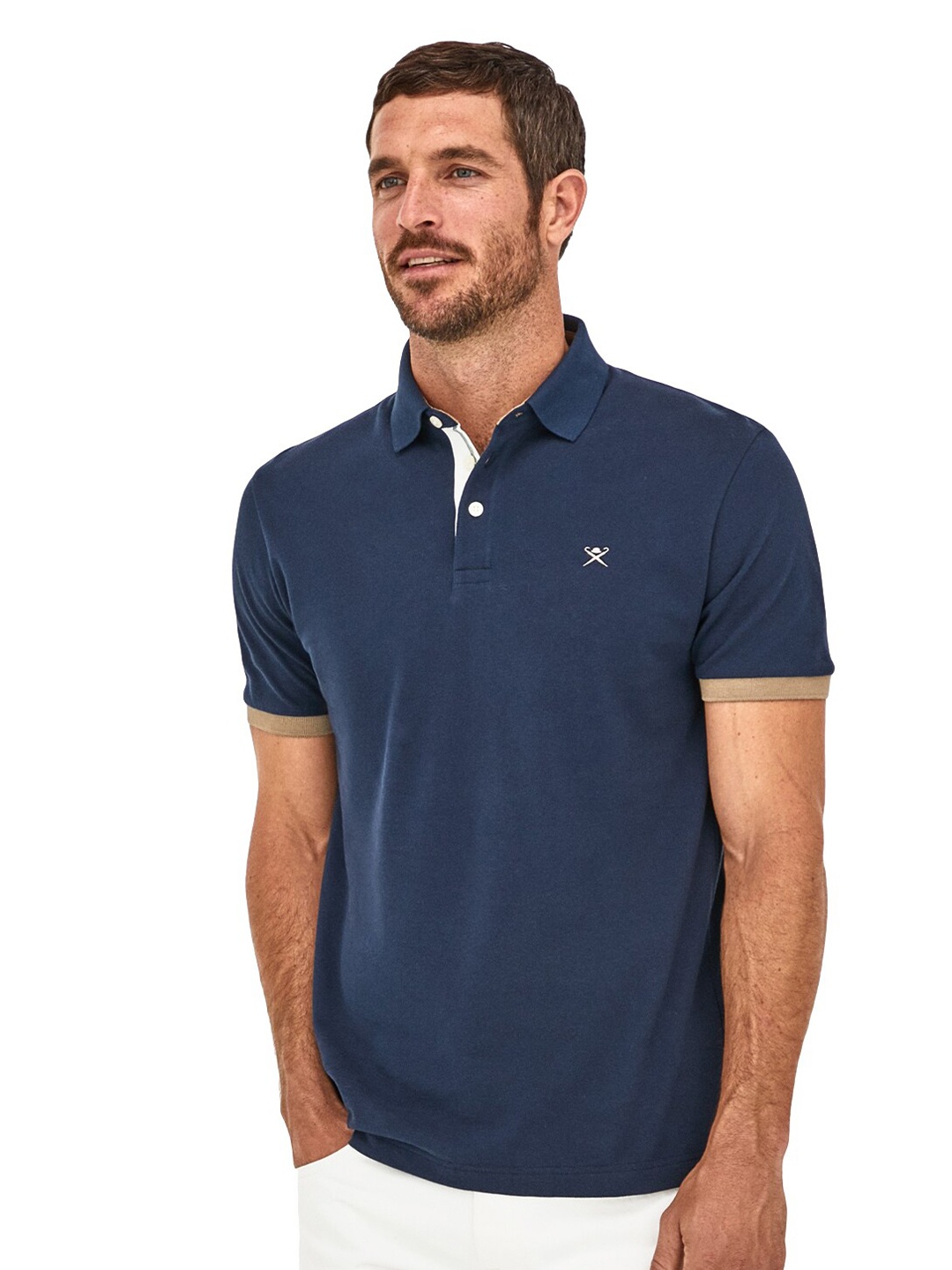 

HACKETT LONDON Men Polo Collar Cotton T-shirt, Navy blue