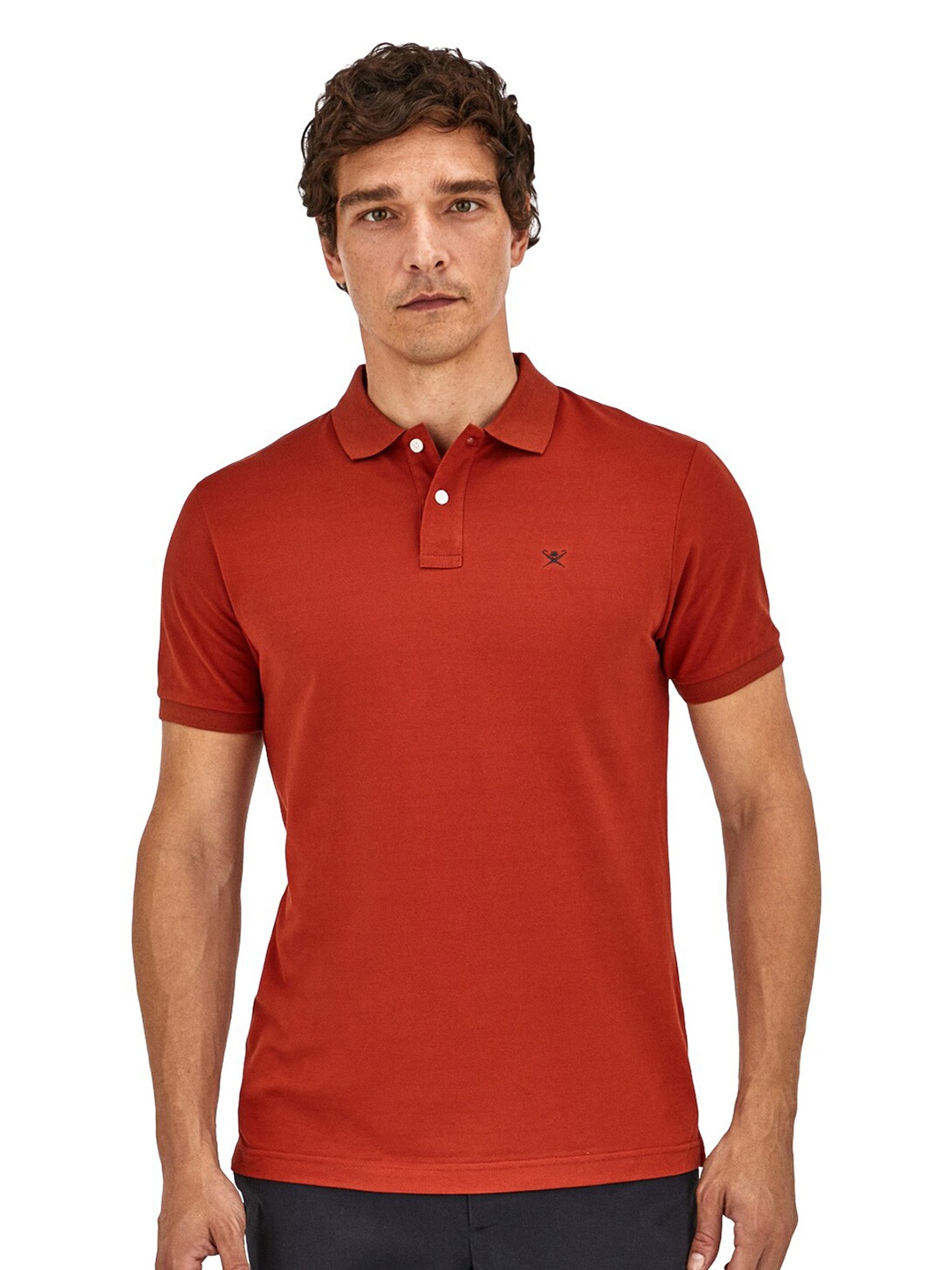 

HACKETT LONDON Men Solid Polo Collar Cotton T-shirt, Orange