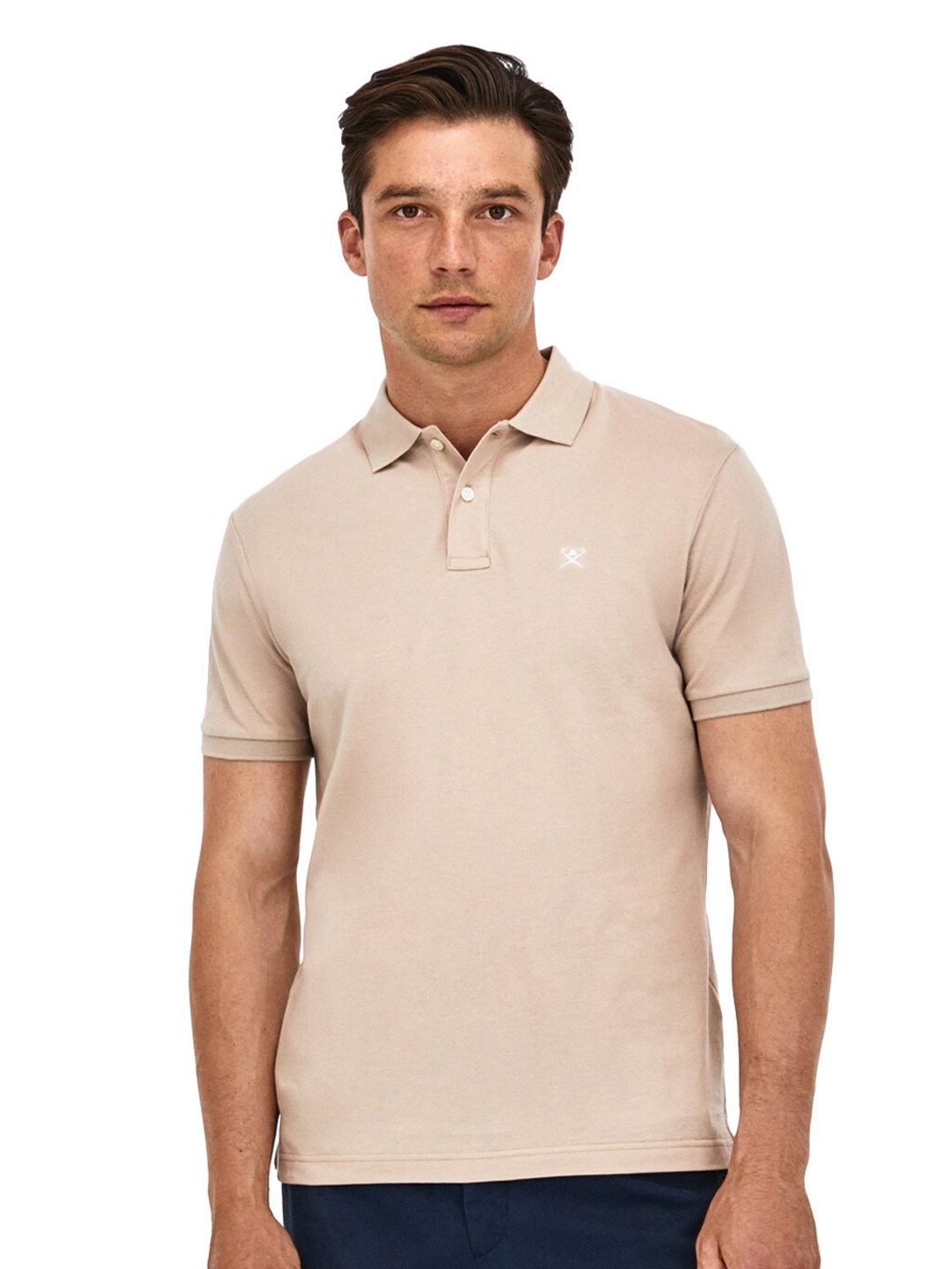 

HACKETT LONDON Men Solid Polo Collar Cotton T-shirt, Beige