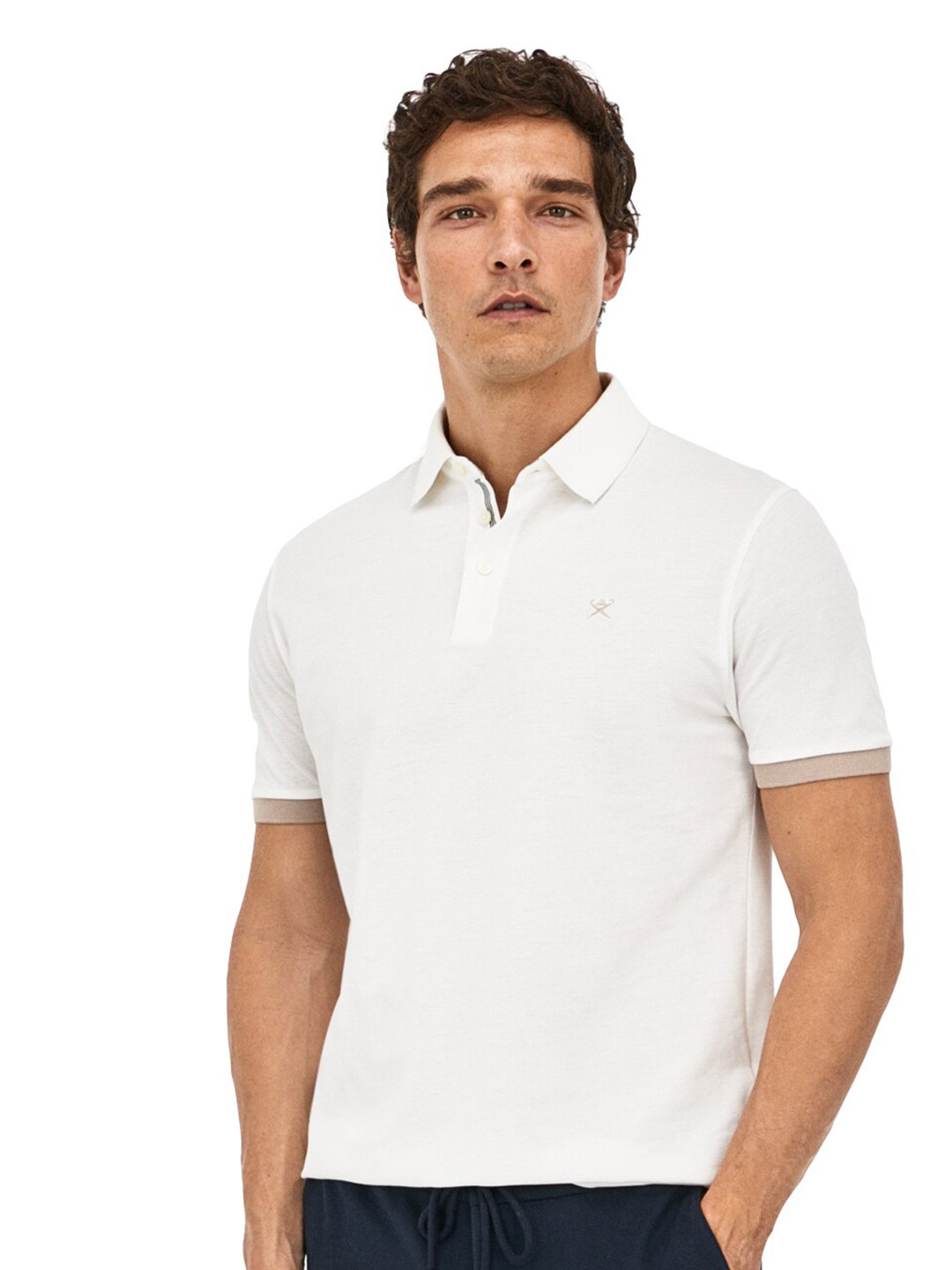 

HACKETT LONDON Men Solid Polo Collar Cotton T-shirt, White