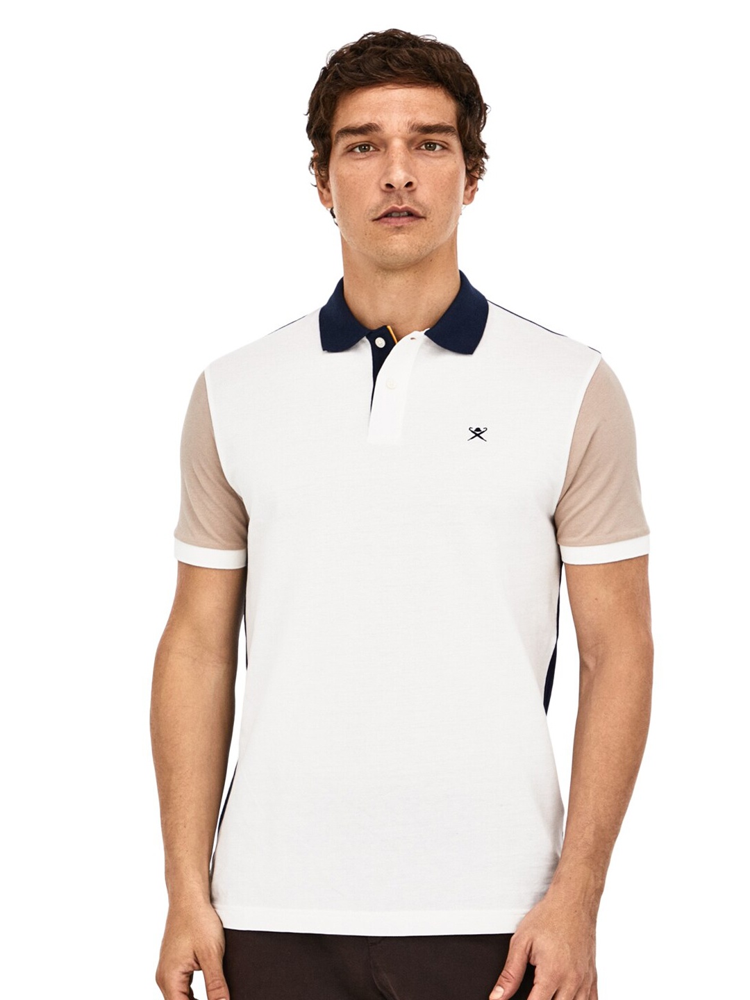 

HACKETT LONDON Men Colourblocked Polo Collar Cotton T-shirt, White
