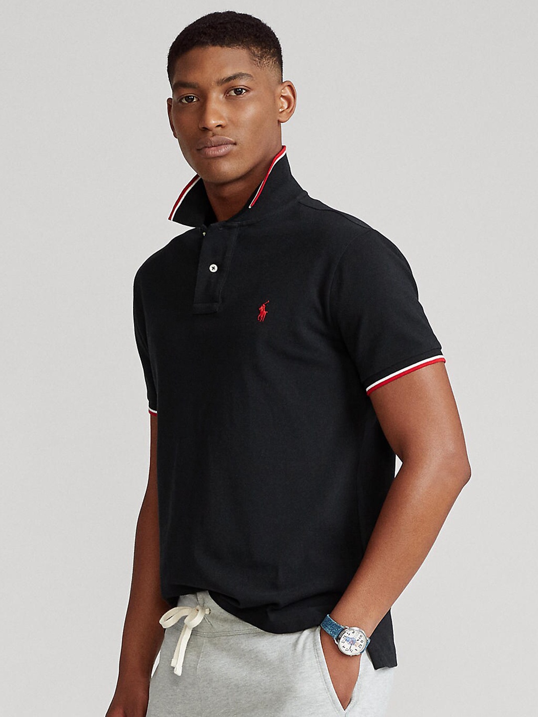 

Polo Ralph Lauren Men Polo Collar Slim Fit T-shirt, Black