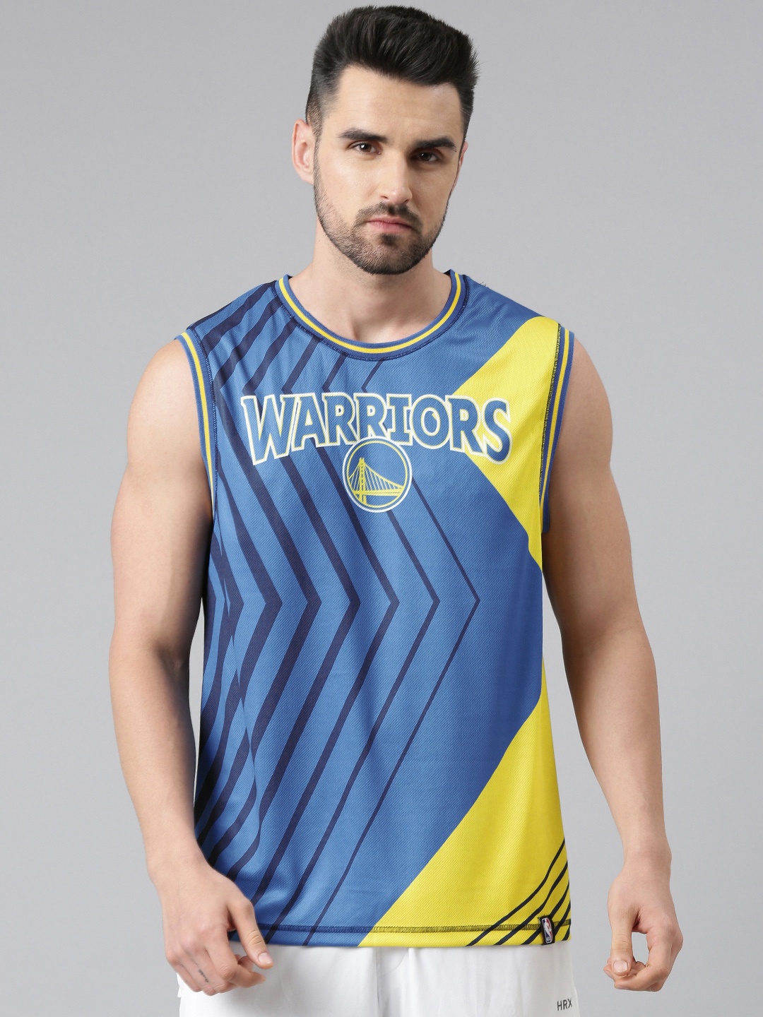 

NBA Men Blue & Yellow Golden State Warriors Basketball T-shirt