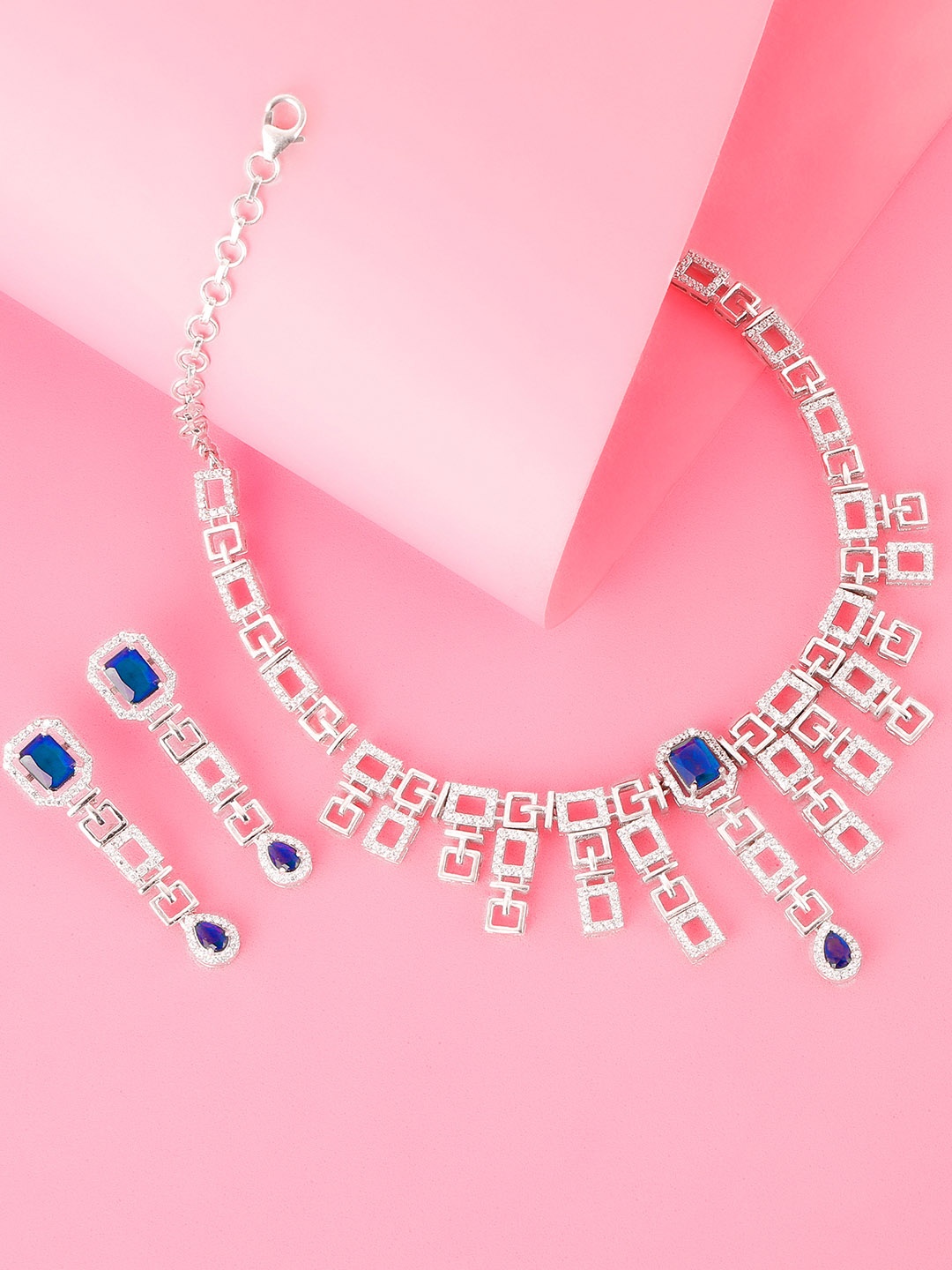 

GIVA Rhodium-Plated 925 Sterling Silver Stone Studded Jewellery Set