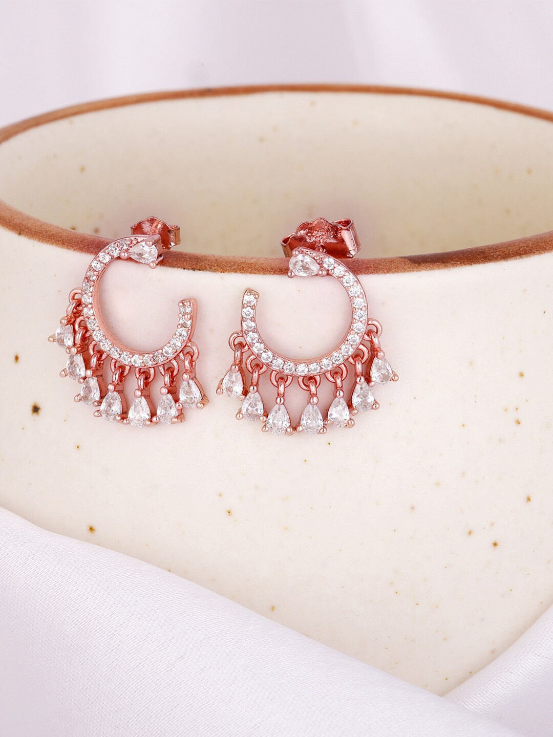 

GIVA Rose Women Contemporary Drop Earrings, Rose gold