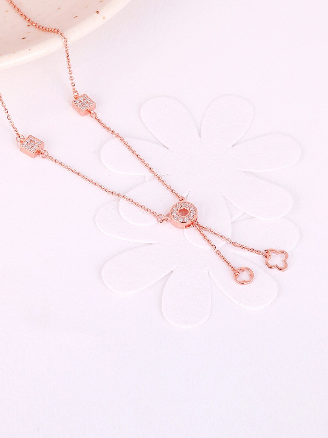 

GIVA Rose Gold Toned 925 Sterling Silver Rose Gold Plated CZ Studded Candy Necklace