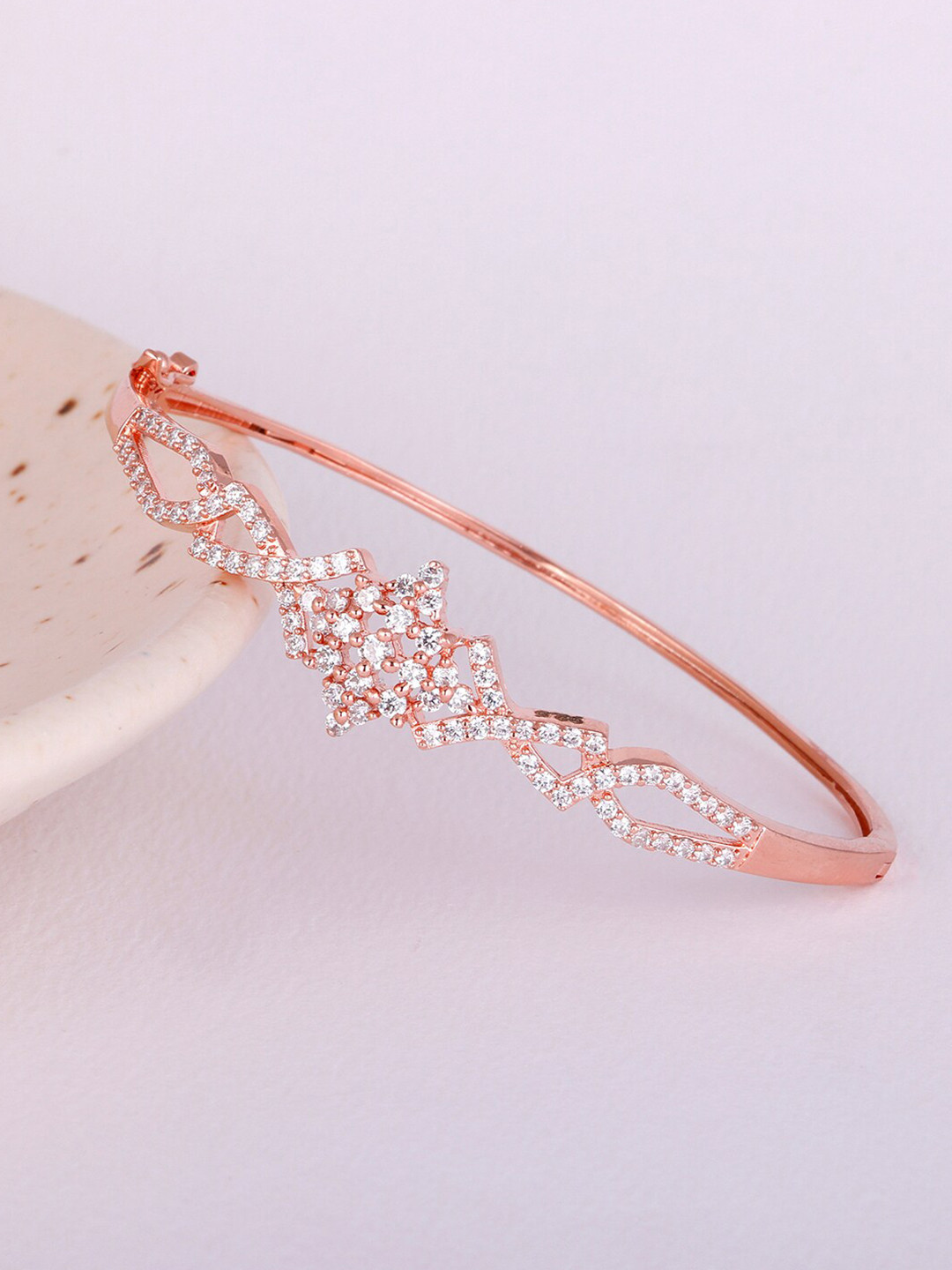 

GIVA Women Rose Gold & White Sterling Silver Cubic Zirconia Rose Gold-Plated Bracelet