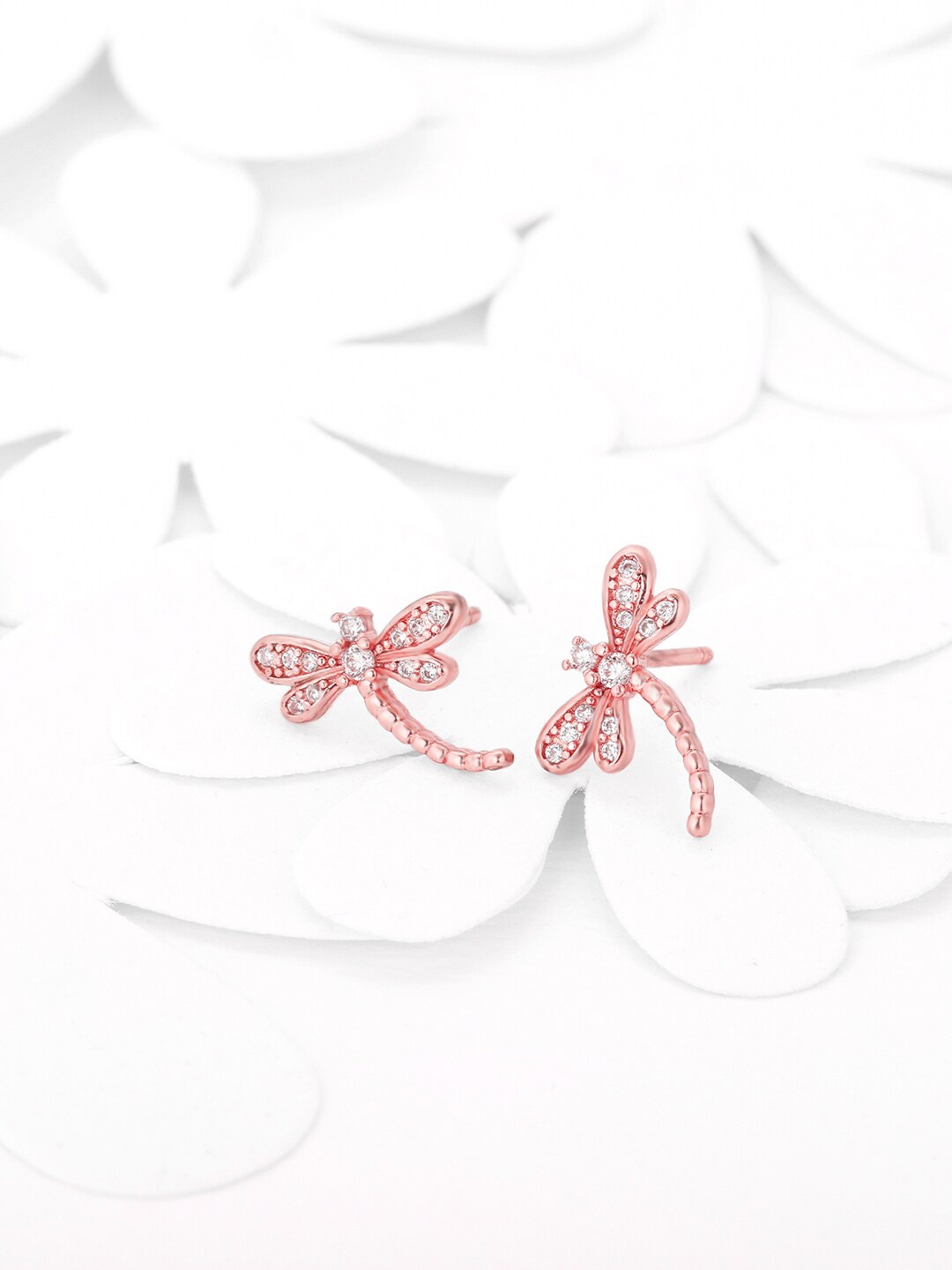 

GIVA Rose Gold & White Contemporary Studs Earrings