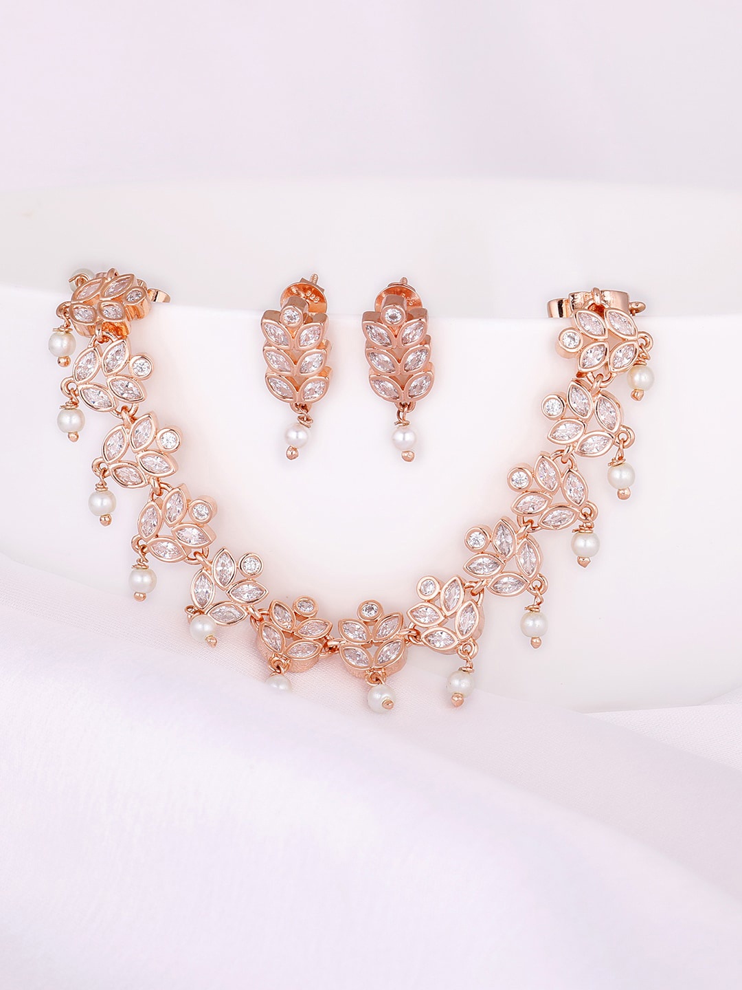 

GIVA Rose Gold Plated CZ Stones Studded Jewellery Set