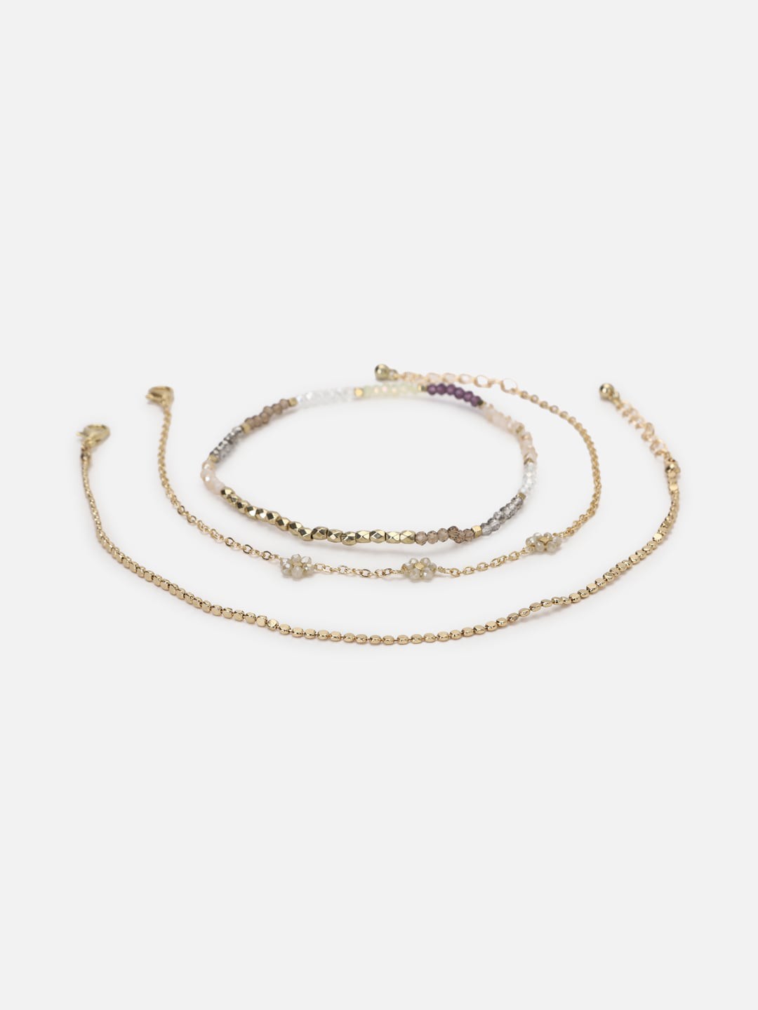 

FOREVER 21 Set Of 3 Beaded Anklet, Gold