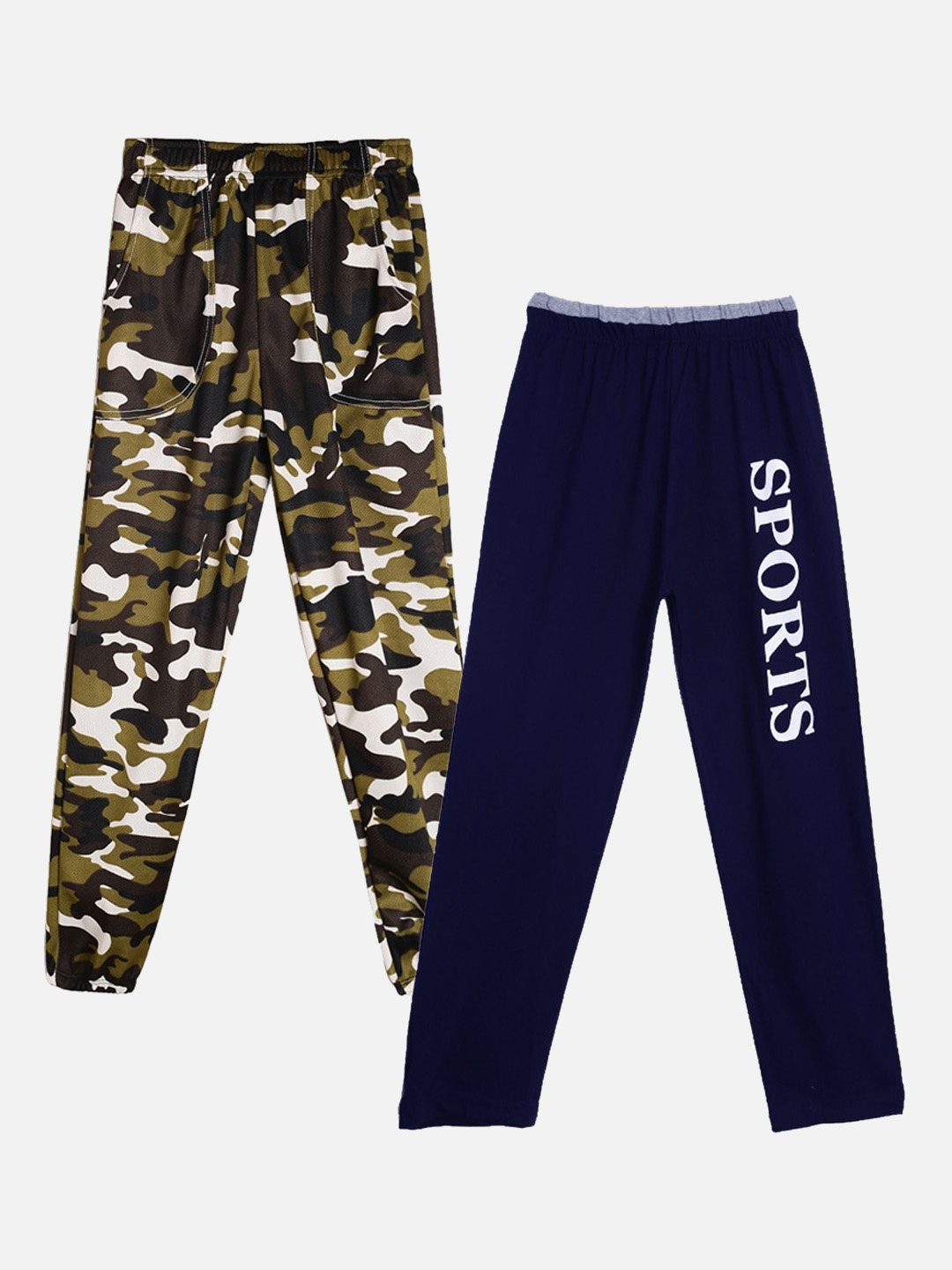 

Fashionable Girls Pack Of 2 Solid Track Pants, Navy blue