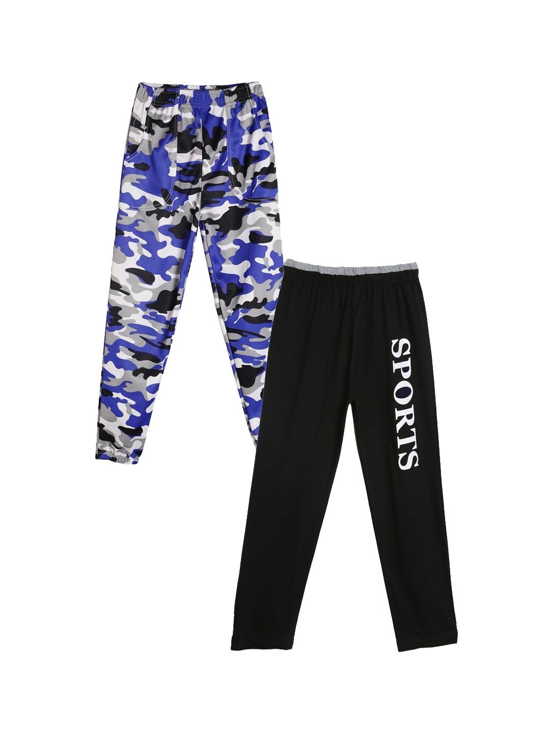 

Fashionable Boys Pack Of 2 Printed Cotton Track Pants, Blue