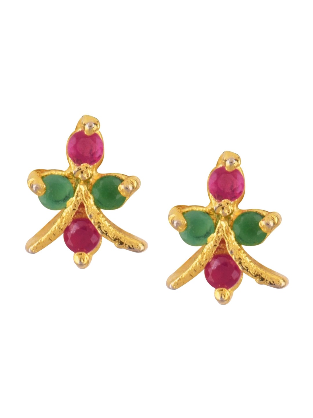 

Efulgenz Women Gold-Plated Floral Studs Earrings, Pink