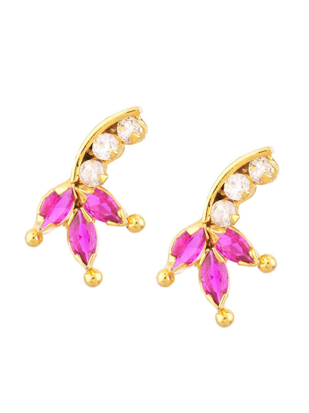 

Efulgenz Women Gold-Plated Floral Studs Earrings, Pink