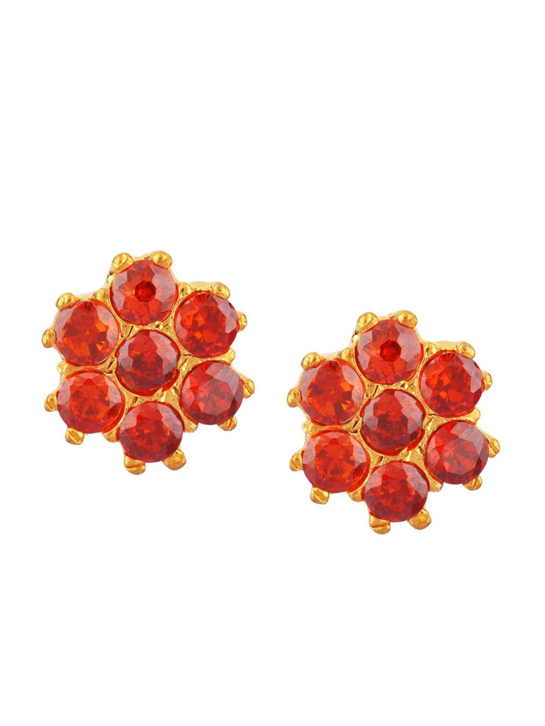 

Efulgenz Women Gold-Plated Floral Studs Earrings, Brown