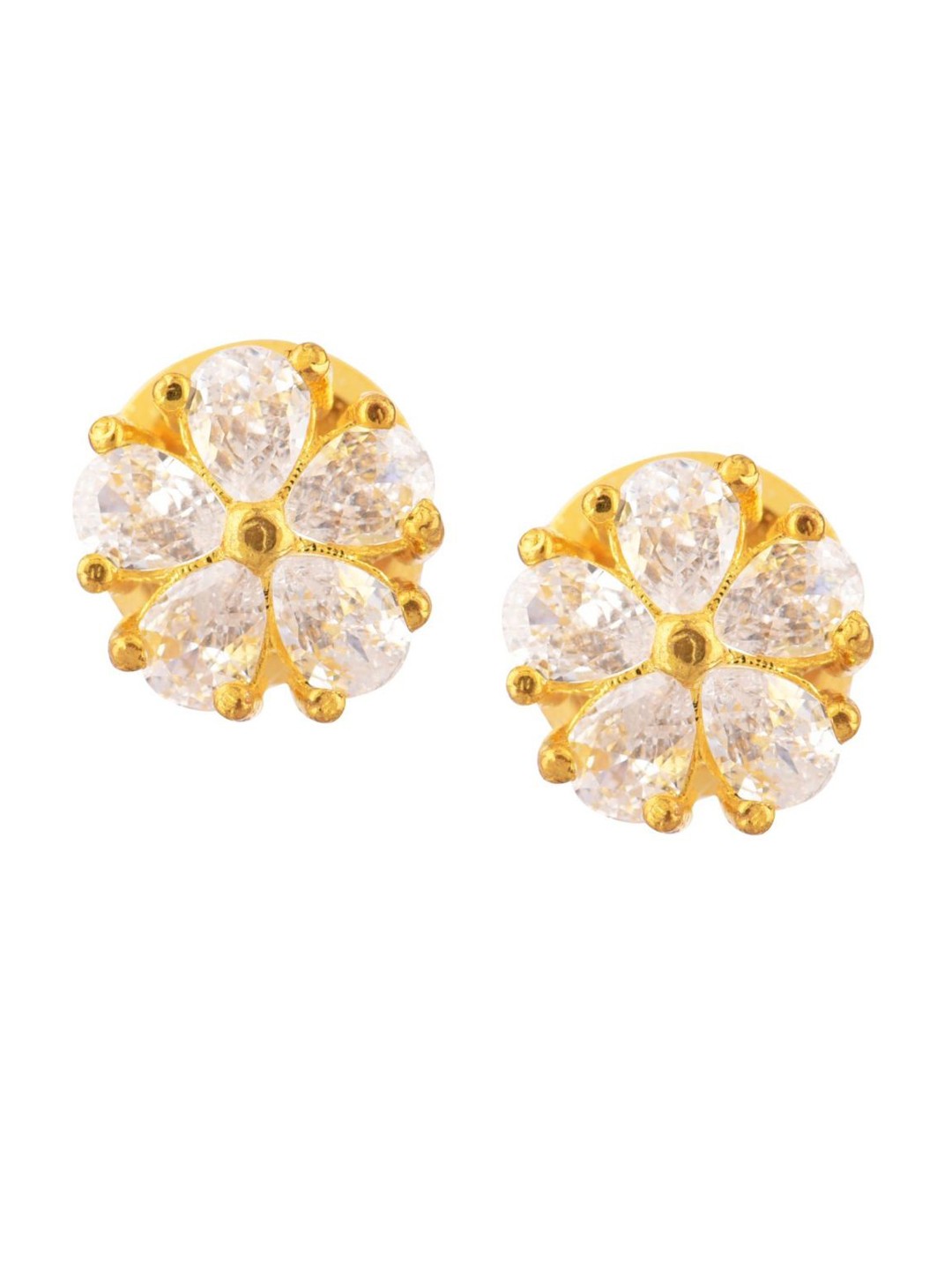 

Efulgenz White & Gold-Toned Floral Studs Earrings