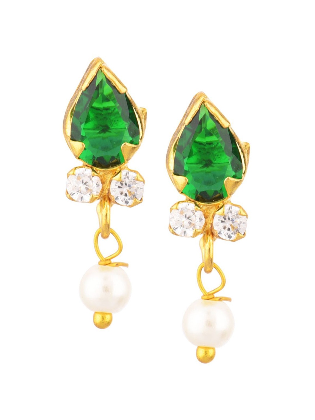 

Efulgenz Teardrop Shaped Studs Gold-plated Earrings, Green